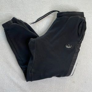 Adidas black with white stripes jogger sweatpants size Medium